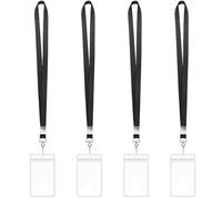 4 porta badge verticale trasparente con cordini da collo porta carte resistenti all'acqua con cordino da collo per cordino da crociera per ufficio