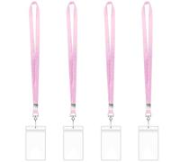 4 porta badge verticale trasparente con cordini da collo porta carte resistenti all'acqua con cordino da collo per cordino da crociera per ufficio