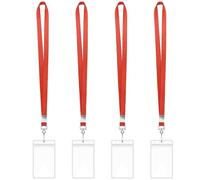 4 porta badge verticale trasparente con cordini da collo porta carte resistenti all'acqua con cordino da collo per cordino da crociera per ufficio