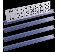 4 Porta Carte da Gioco in Plastica Trasparente 30 cm, Supporto per Carte da Gioco per Bambini, Anziani e Adulti, Ideale per Burraco, Scala 40, Poker, Uno e Giochi di Società Supporto per Carte