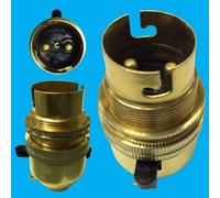 4 Porta Lampada Innesto BC B22 Ottone 1/2" Con Interruttore E Collare Rosone