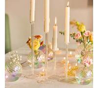 4 Portacandele in vetro trasparente a cono - Centrotavola elegante per matrimoni, feste ed eventi | Ideale come regalo natalizio 4 pezzi, uno per ciascuno dei quattro stili,8 pezzi - 2 di ciascuno dei