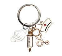 4 portachiavi a tema infermiera e dottore accessori decorativi in metallo per porta badge borsa accessorio