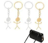 4 Portachiavi Divertenti con Smiley Face e Linguaggio dei Segni, Ciondoli Stickman Carini per Borsa, Auto e Chiavi, Regalo Unico per Coppie, Compleanno e Occasioni Speciali