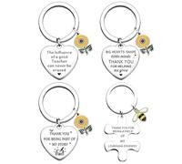 4 Portachiavi In Acciaio Inossidabile, Forme Di Girasole E Api, Souvenir Regalo Per Il Giorno Dell'Insegnante, Squisiti Ciondoli Creativi, Adatti Per Regali, Deposito Chiavi Giornaliero.
