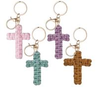 4 Portachiavi Legami a Forma di Croce, Set di Charm in Metallo Smaltato per Borsa e Chiavi, Anello a Spirale Resistente, Regalo per Coppia e Amici,