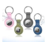 4 portachiavi per AirTag, compatibile con Air Tag di prima e seconda | Custodia protettiva in silicone impermeabile e antiurto con portachiavi, ideale per animali domestici, chiavi
