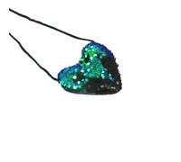 4 portafogli a forma di cuore, 11,5 x 12 cm, reversibili, con paillette, borsa a tracolla con brillantini, piccolo portamonete con chiusura lampo, per monete, verde