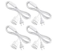 4 portalampada E27 con interruttore, attacco E27 con anello a vite da 3,5 m, attacco per lampada con connettore, adatto per lampada a sospensione, camera da letto, sala da pranzo, balcone (bianco)