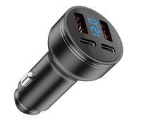 4-Porte Caricabatteria Auto USB C, 126W Accendisigari USB C Adattatore 2*PD+2*QC3.0 USB, Caricabatteria da Auto USB C con Voltmetro LED, Ricarica Veloce per IOS, Android, Compresse