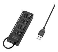 4 PORTE HUB USB 2.0 COMMUTABILE SINGOLARMENTE CON LED DI STATO NERO