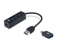 CONCEPTRONIC HUB 3 PORTE USB 3.2 GEN 1 (3.1 GEN 1) TYPE-A (HUBBIES04B) NERO CON ADATTATORE USB-C