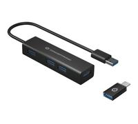 Conceptronic HUBBIES06B Hub 4x USB 3.0 USB-C Alluminio Nero