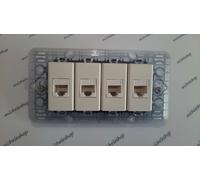 4 presa di rete dati rj45 cat6 bticino matix bianco con supporto e viti
