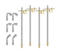 4 Prolunghe Valvola Tessuto 300mm con Ugelli Piegati Argento per Gonfiaggio Pneu