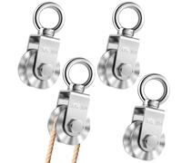 4 pulegge girevoli in acciaio inox 304 resistente, con cuscinetto duplex super silenzioso, pulegge staccabili con rotazione a 360°, ruote di trazione per pulegge resistenti