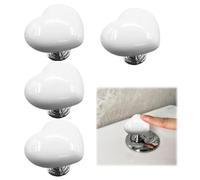 4 pulsanti per WC a forma di cuore, pulsante per WC a forma di cuore, pulsante per sciacquone, pulsante per sciacquone, pulsante in ceramica a forma di cuore bianco, per famiglia, ristorante
