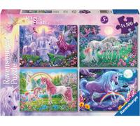 Ravensburger - Puzzle Magici Unicorni, Collezione Bumper Pack 4X100, 4 Puzzle da 100 Pezzi, Età Raccomandata 5+ Anni