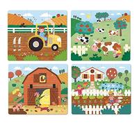 4 Puzzle Evolutivi Fattoria in Legno per Bambini dai 2 Anni Gioco Educativo | Difficoltà progressiva adattata | pezzi illustrati animali fattoria | sviluppa motricità fine e logica | idea regalo oggi