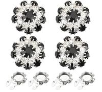4 Pz 2.1cm Copri Bottoni con Strass A Forma di Fiore, Copribottoni gioiello donna, Copribottoni camicia uomo, Gemelli camicia donna, per Abbigliamento Fai Da Te, Colorato, Blu, Roso, aperto