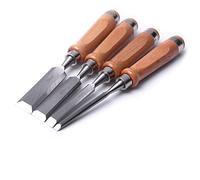 4 Pz 280mm Set di scalpelli per legno in acciaio al cromo vanadio 6/12/19/25mm Scalpello per intaglio piatto Strumenti per falegname Intaglio del legno kni-fes Graver