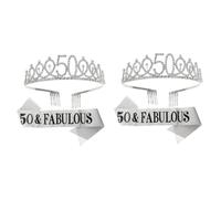 4 Pz 50 spallacci a Regali per il 50° compleanno fascia di compleanno per le donne borsa tracolla borse tracolla outlet tag Tiara cintura galateo da festa cerchi per Beatifufu