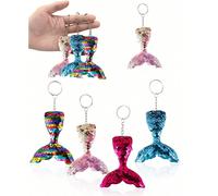 4 pz/8 pz/12 pz Set di portachiavi a forma di scaglie luccicanti a tema sirena, portachiavi a tema tropicale con tema dell oceano e della foresta pluviale, accessori per borse da donna e da uomo a for