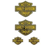 4 pz. Adesivi Resinati Gel 3D Stickers Stemma Logo per Moto Scooter Casco compatibili HARLEY DAVIDSON Effetto Oro