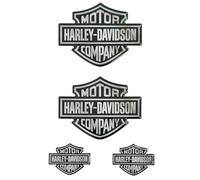 4 pz. Adesivi Resinati Gel 3D Stickers Stemma Logo per Moto Scooter Casco compatibili HARLEY DAVIDSON effetto Argento