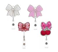 4 Pz Arcobaleno Rosa & Ciliegia Porta Badge Retrattile con Pinza Alligatore - Portachiavi Retrattile per Infermieri, Medici & Uffici (Acrilico, Cordone 60-65cm, 15g Ogni)