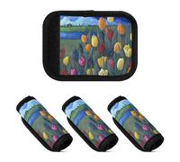 4 pz bagagli maniglia avvolge antiscivolo bagagli accessori borse maniglie per bagagli pittura di tulipani paesaggio olandese