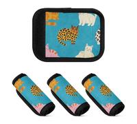 4 pz bagagli maniglia avvolge blu carino gatto leopardo multiuso valigia identificatori per borse con manico, Gatto leopardo carino blu, 1 sizex4