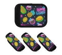 4 pz bagagli maniglia avvolge estate neon cocco frutta ananas comodo identificatore bagaglio per la spesa borsa della spesa, Neon estivo Ananas di frutta di cocco, 1 sizex4