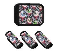 4 pz bagagli maniglia avvolge insanguinati zombie alieni Happy Halloween neoprene valigia bagagli maniglia copre adesivi bagagli per borsa della spesa