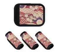 4 pz bagagli maniglia avvolge tradizionale rosso giapponese ukiyo-e fiore multiuso bagagli maniglia ID wrap bag handle pad per la spesa borsa della spesa