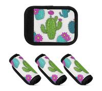 4 pz bagagli maniglia Wrap Cartoon Cactus Bloom verde bianco protettivo valigia bagagli maniglia coperture involucri per accessori da viaggio borsa, cartone animato, cactus, fioritura, verde, bianco