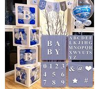 4 pz bianco trasparente palloncini scatole con 30 lettere 10 numeri 5 simboli, 49 pezzi decorazioni kit forniture