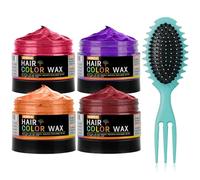 4 pz Cera Colorante Temporanea per Capelli Cera Colorante Naturale - Unguento per Parrucchiere facile da lavare con Risultati istantanei e una lunga durata (rosso & arancione e viola e bordeaux)