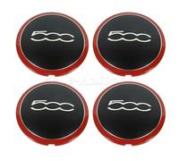 4 Pz Coprimozzo 133mm per Fiat 500 Coprimozzi Ruota Argento/Rosso 68078419AC
