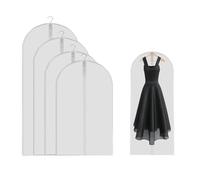 4 Pz Custodia Porta Abiti Lungo, Borsa Porta Abiti Lunga Antipolvere, Borse Copriabiti Coprisedili per Vestiti, Porta Abito Pieghevoli da Viaggio per Camicia Cappotti Giacca, 60 x 80/100/120/140 cm