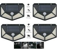 4 pz Lampada luce faretto faro esterno energia solare 100 LED sensore movimento
