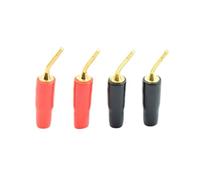 4 pz/lotto 2mm Rosso e Nero Rame placcato Oro Spine A Banana Adattatore Altoparlante Audio Cavo Connettore del Cavo piegato Spille spine