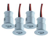 4 Pezzi Mini Faretti Led Da Incasso, 12V 1W 100 Lumen, Luce Angolo Largo 120°, Foro 15mm, Ø20X25mm (Argento, Bianco Freddo 6000K)