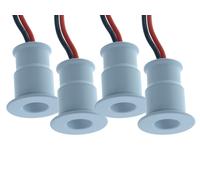 4 PZ Mini Faretto Led Da Incasso 1W DC 12V Freddo 6000K Carcassa Bianca Angolo 1