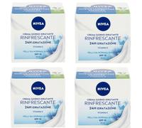 4 PZ NIVEA CREMA GIORNO VISO RINFRESCANTE 24H IDRATAZIONE VITAMINA E SPF15 50 ML