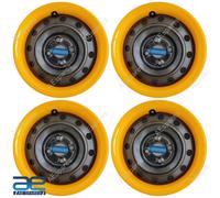 4 Pz Nuovi Coprimozzo Copertura Trim Plastica Gialla 16" Per Auto Universale GEC