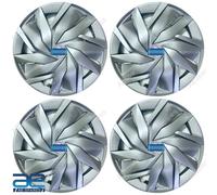 4 Pz Nuovi Coprimozzo In Plastica Argento 12-15" Per Auto Universali ECs