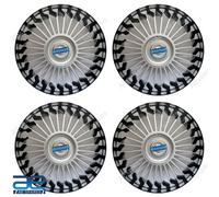 4 Pz Nuovi Coprimozzo In Plastica Argento-Nero 13-16" Per Auto Universale ECs