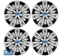 4 Pz Nuovi Coprimozzo In Plastica Argento Nero 14" Per Suzuki Swift Dzire