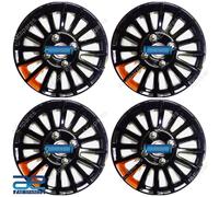 4 Pz Nuovi Coprimozzo In Plastica Twin Arancione 12-14" Per Auto Universali ECs